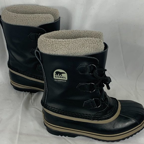 Sorel Yoot Pac Black Leather Rubber Waterproof Winter Boots Yth Sz 5 NY1880-013 - Picture 3 of 6